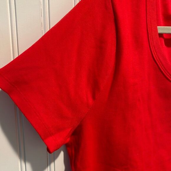 Talbots Womens Ribbed Knit Short Sleeve Scoop Neck Shirt Red Size 2X Plus NWT - Picture 4 of 7